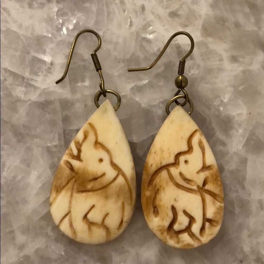 Carved elephant earrings